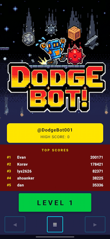 DodgeBot main screen